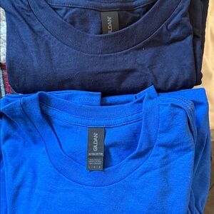 4 Gildan Crew Neck Tees - Navy & Royal Blue